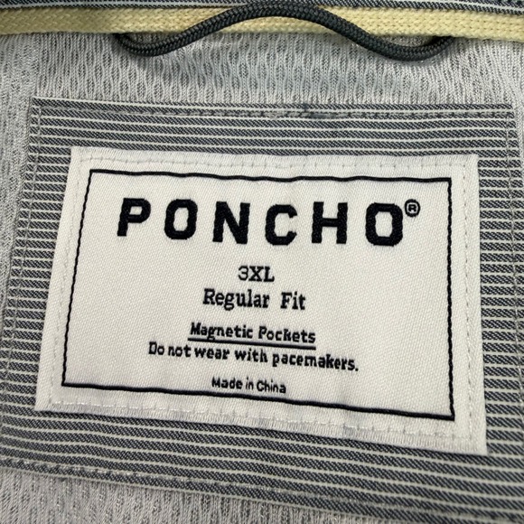 PONCHO Mens 3XL Regular Fit Striped Short Sleeve Shirt Magnetic Pockets EUC - Picture 2 of 15